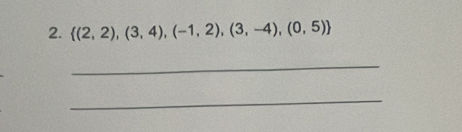  (2,2),(3,4),(-1,2),(3,-4),(0,5)
_ 
_