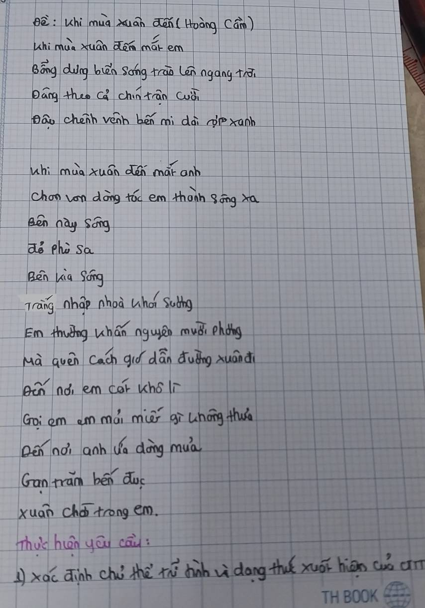 bè:uhì mug xuān dēn (Hoàng (ān) 
uhi mua xuán dén már em 
Bōng duing blén song trao len ngáng +hā 
Dāng thee cá chintrān wòi 
āo chenh vènh bēn mi dài nopxanh 
whi muà xuán dén mǎi anh 
chon ron dong tóo em thanh 8ōng xa 
Bén này Sōng 
aò phú sa 
Ben Lig Sóng 
Trang nhao nhoà whoi suting 
Emthuǒng uhán nguèn muBi phoing 
Mà qvèn Cach giō dān duǒing xuánd 
cn nó, em car who lì 
Goi em am mài mièi gi uhong thuó 
Qen nài anh n dong mua 
Can tram bén du( 
xuān chétrong em. 
Thuè hēn yāu cāi: 
Axac qinh chú thè tn hinh ii dong tha xuōi hiān cuò cn