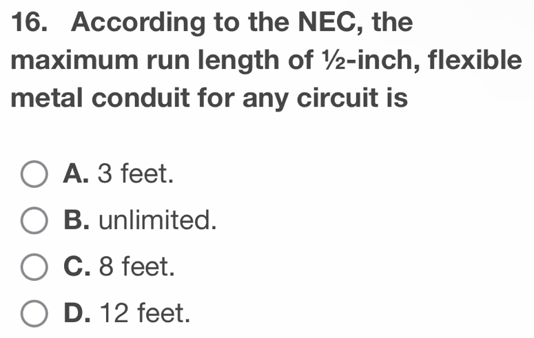 Solved: According to the NEC, the maximum run length of ½-inch ...