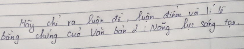 Hay chi ra luán ¢ò, Quán dièn và lì é 
bing chung cuó Van bàn d: Nang lue soing tao.