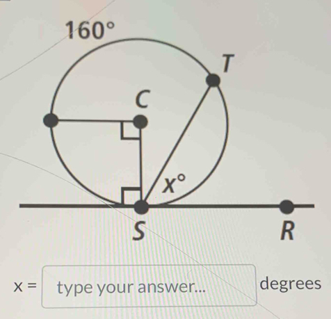 x= type your answer... degrees