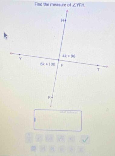 Find the measure of ∠ YFH.
L