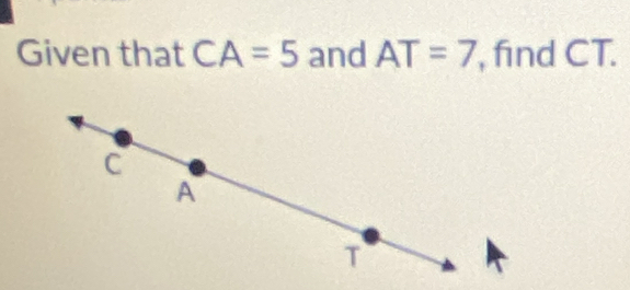 Given that CA=5 and AT=7 , find CT.