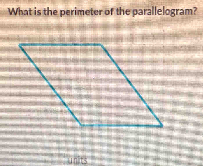 What is the perimeter of the parallelogram?
 1/2 * (frac □ * □ * □  units