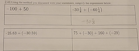 2-60.Using the method you discussed with your teammates, simplify the expressions below.