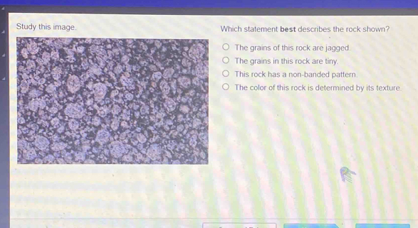 Solved: Study this image. Which statement best describes the rock shown ...