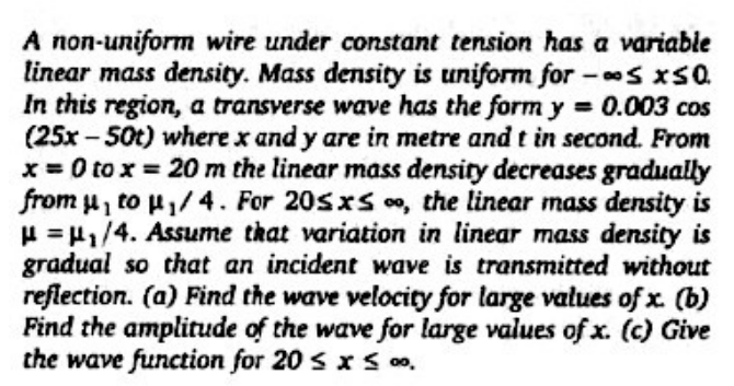 Solved: A non-uniform wire under constant tension has a variable linear ...