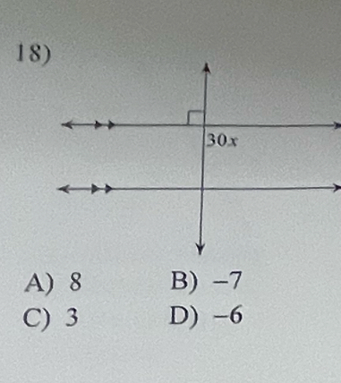 A) 8 B) -7
C) 3 D) -6