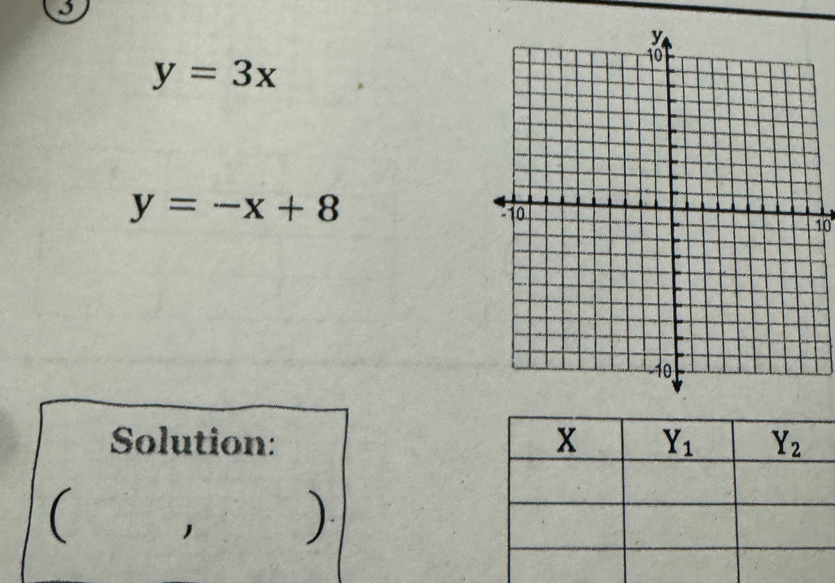 y=3x
y=-x+8
10
Solution: 
(
1
)
