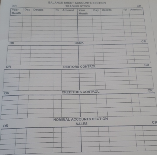 BALANCE SHEET ACCOUNTS SECTION 
R