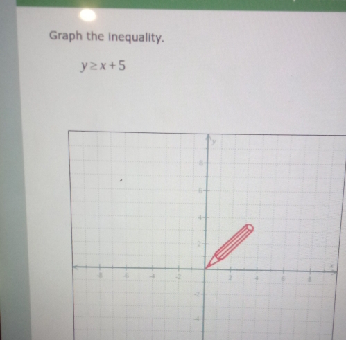 Graph the inequality.
y≥ x+5