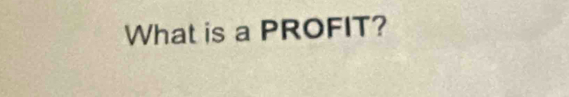 What is a PROFIT?