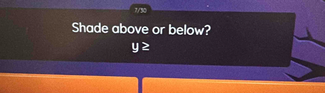 7/30 
Shade above or below?
y≥