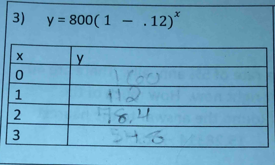 y=800(1-.12)^x