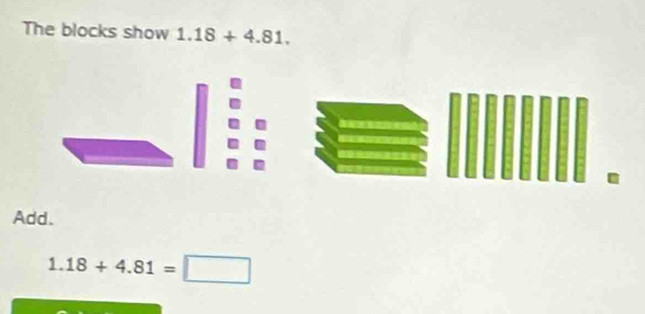 The blocks show 1.18+4.81. 
Add.
1.18+4.81=□