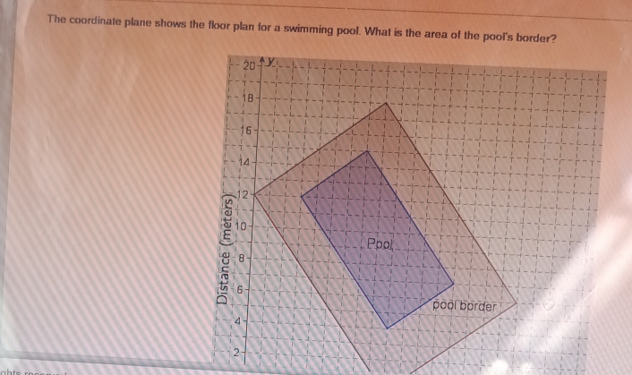 Solved: The coordinate plane shows the floor plan for a swimming pool ...