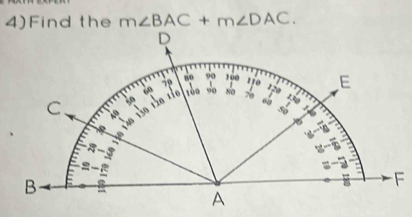 4)Find the m∠ BAC+m∠ DAC.