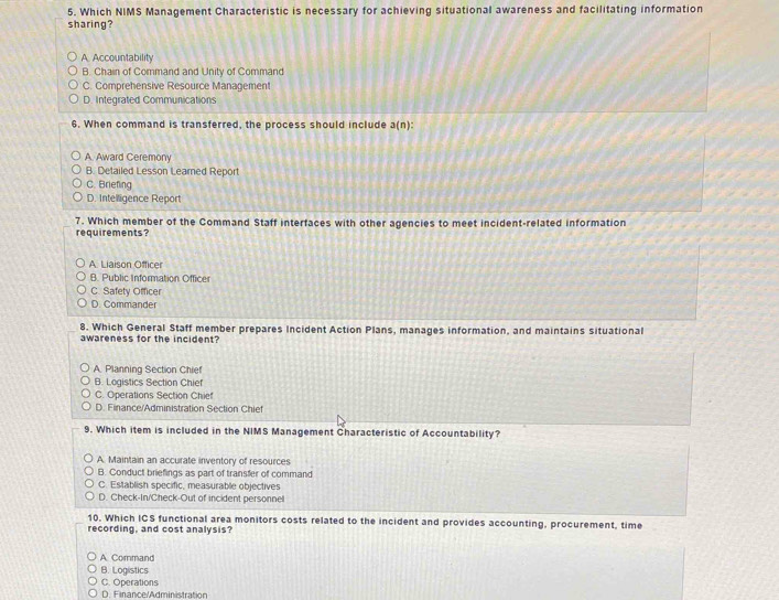 Solved: Which NIMS Management Characteristic is necessary for achieving ...