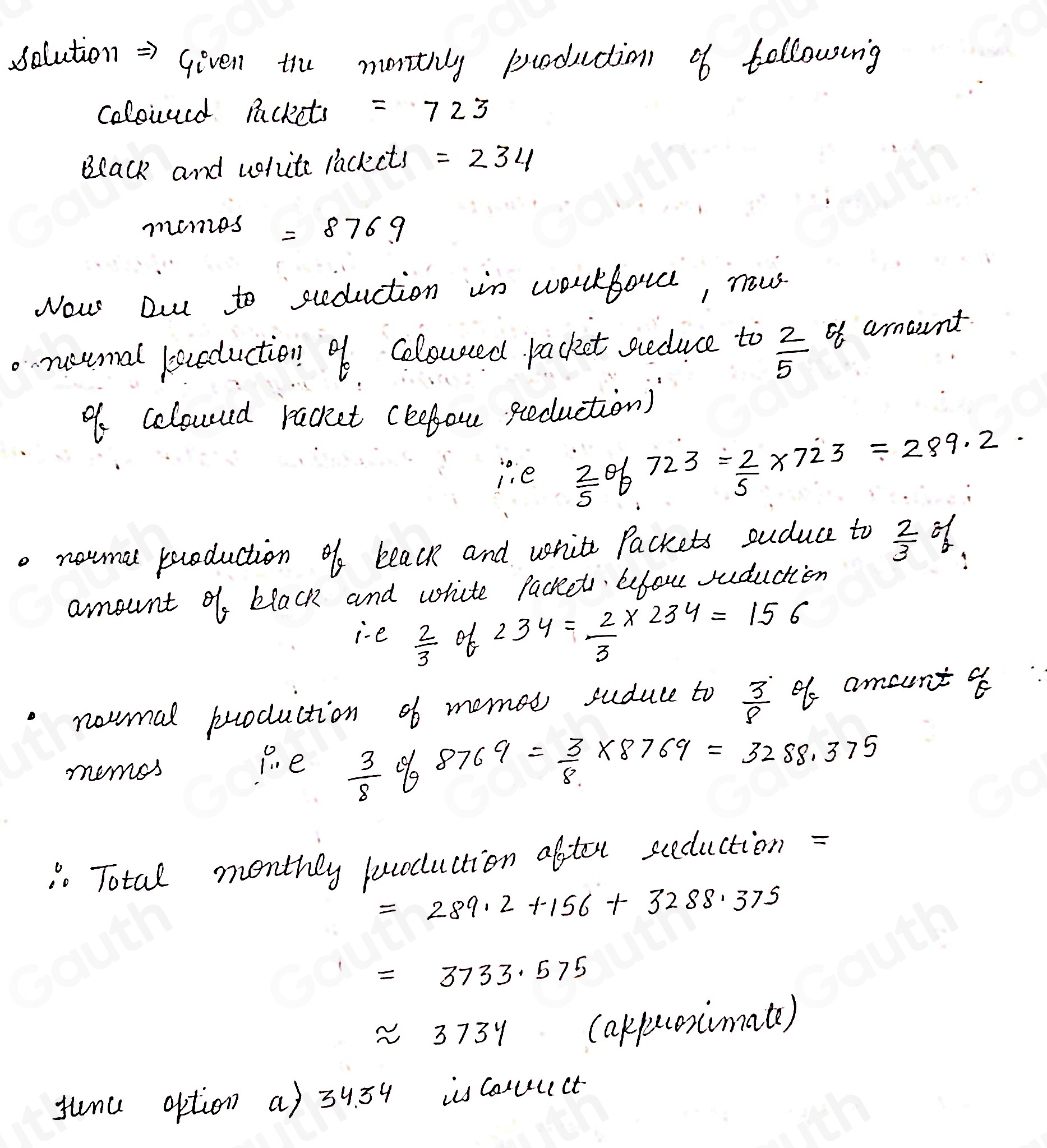 Solved: The monthly production of the Examinations Unit consists of 723 ...