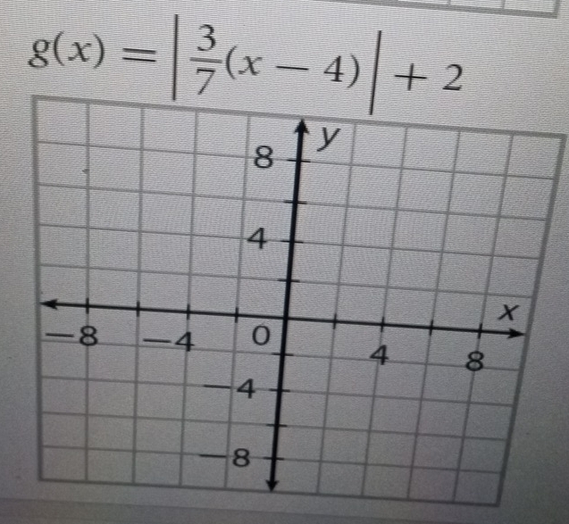 g(x)=| 3/7 (x-4)|+2