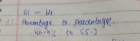 61 -by 
1. 1 Perconbage to percentage.
40.9% to s5. 3