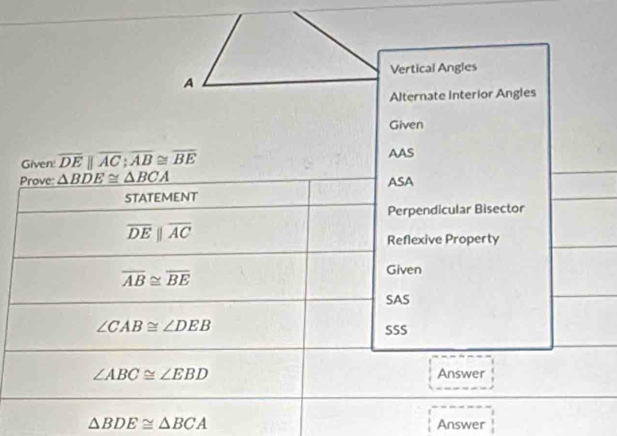 △ BDE≌ △ BCA Answer