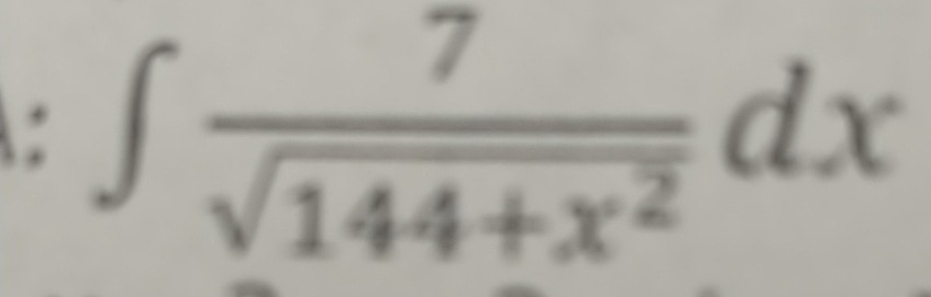 ∈t  7/sqrt(144+x^2) dx