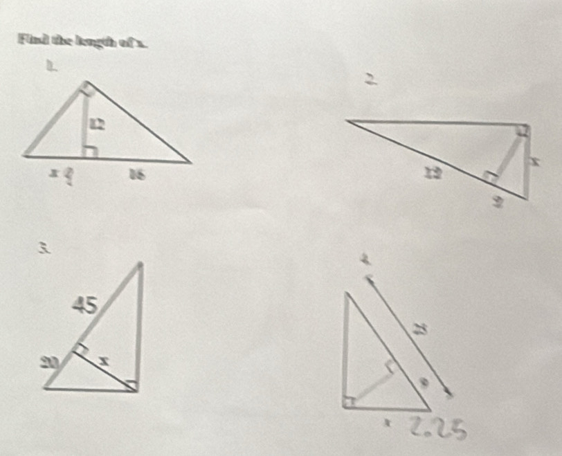 Find the length of x. 
2