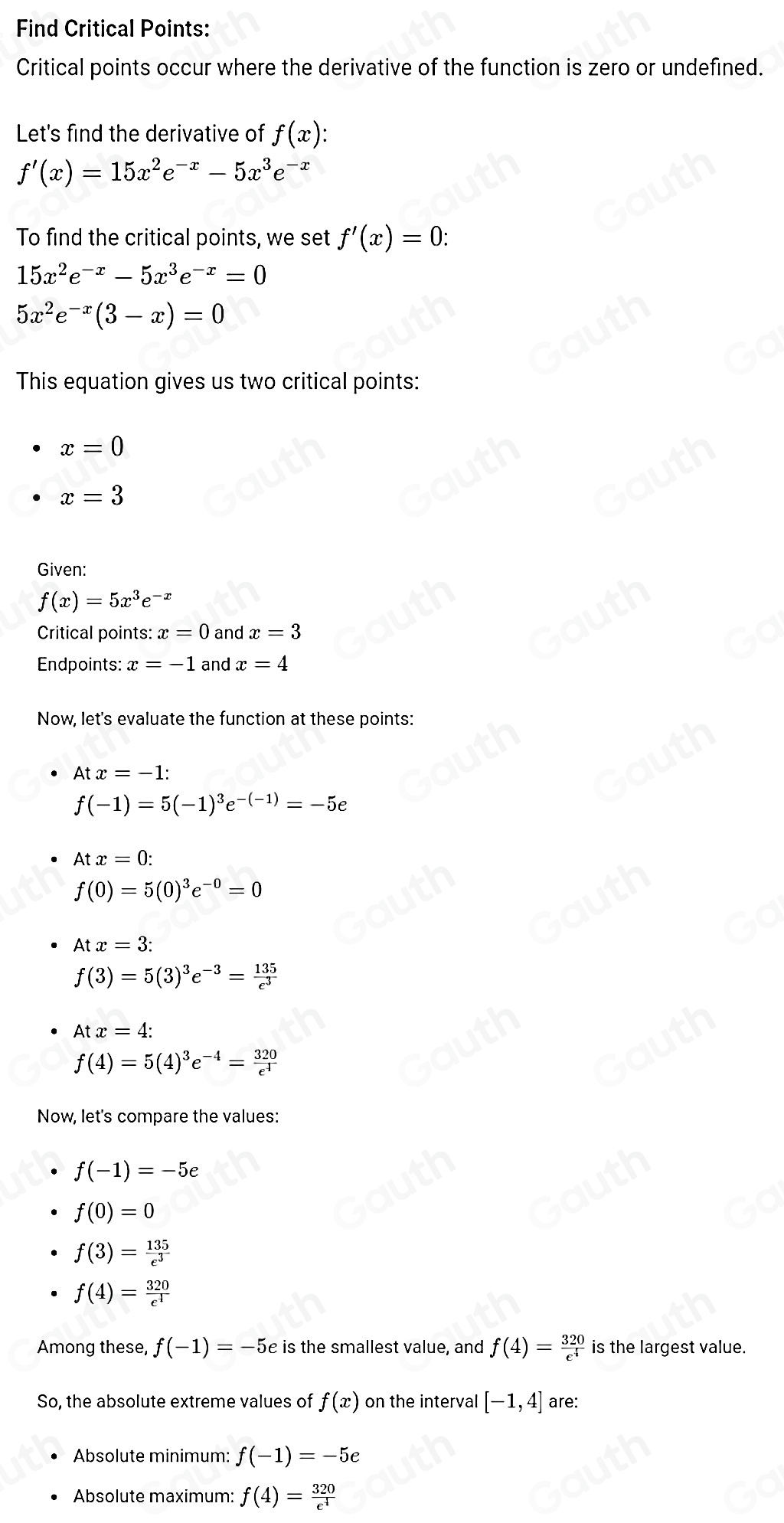 Solved: Determine the location and value of the absolute extreme values ...