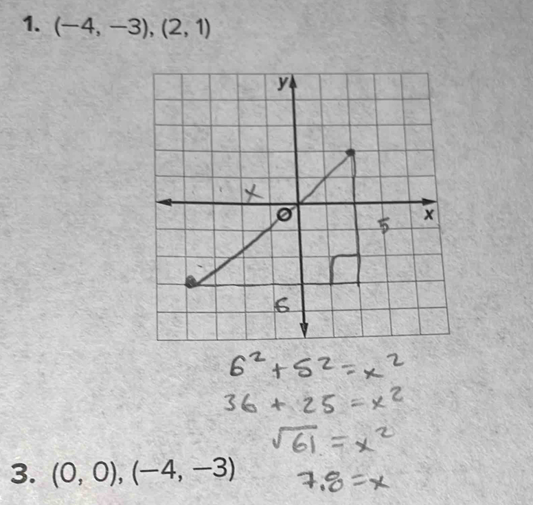 (-4,-3), (2,1)
3. (0,0), (-4,-3)