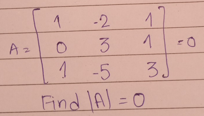 Find |A|=0