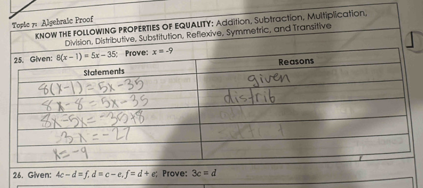 Given: 4c-d=f,d=c-e,f=d+e