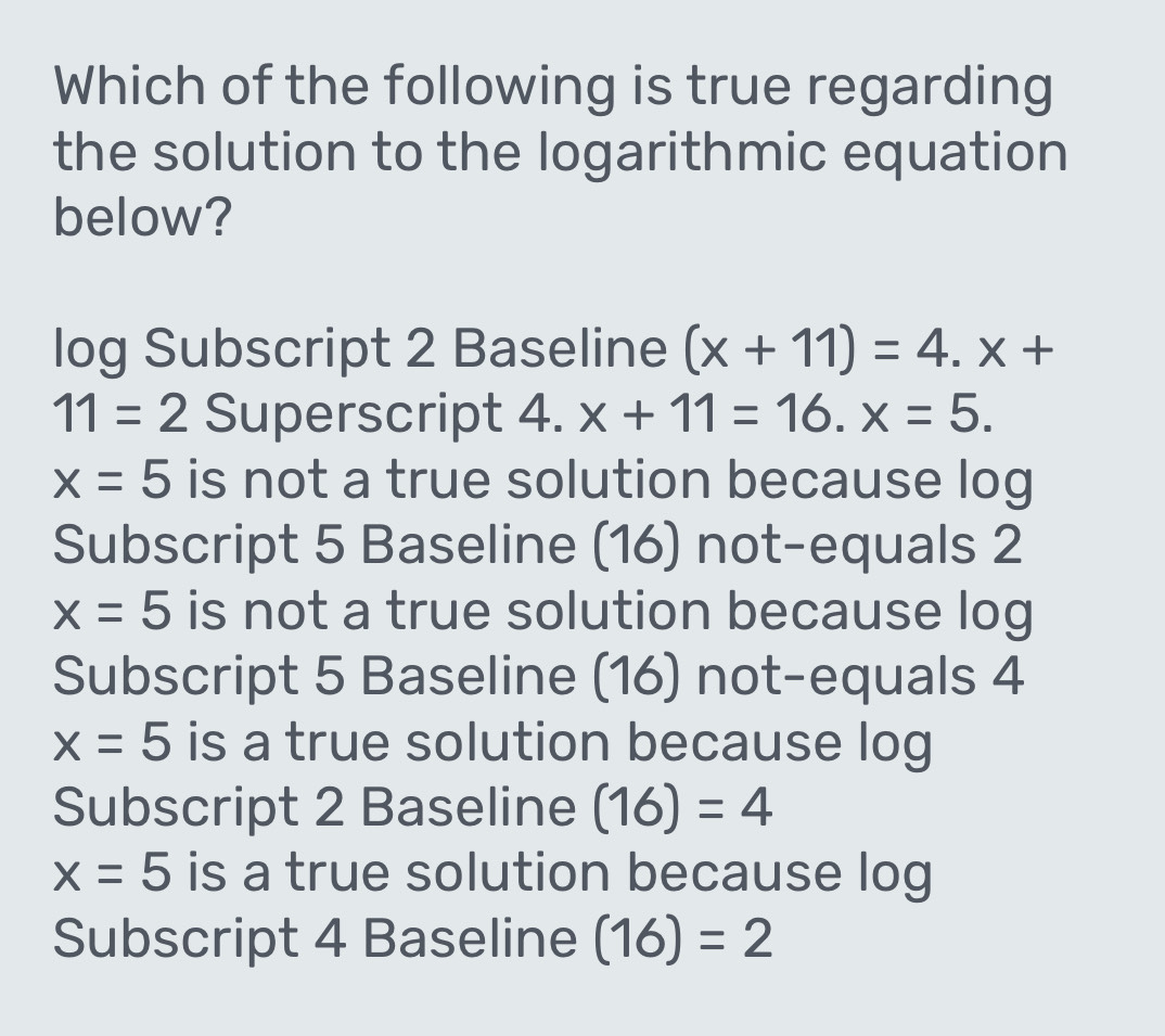 Solved: Which of the following is true regarding the solution to the ...