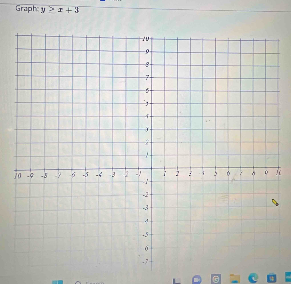 Graph: y≥ x+3
(