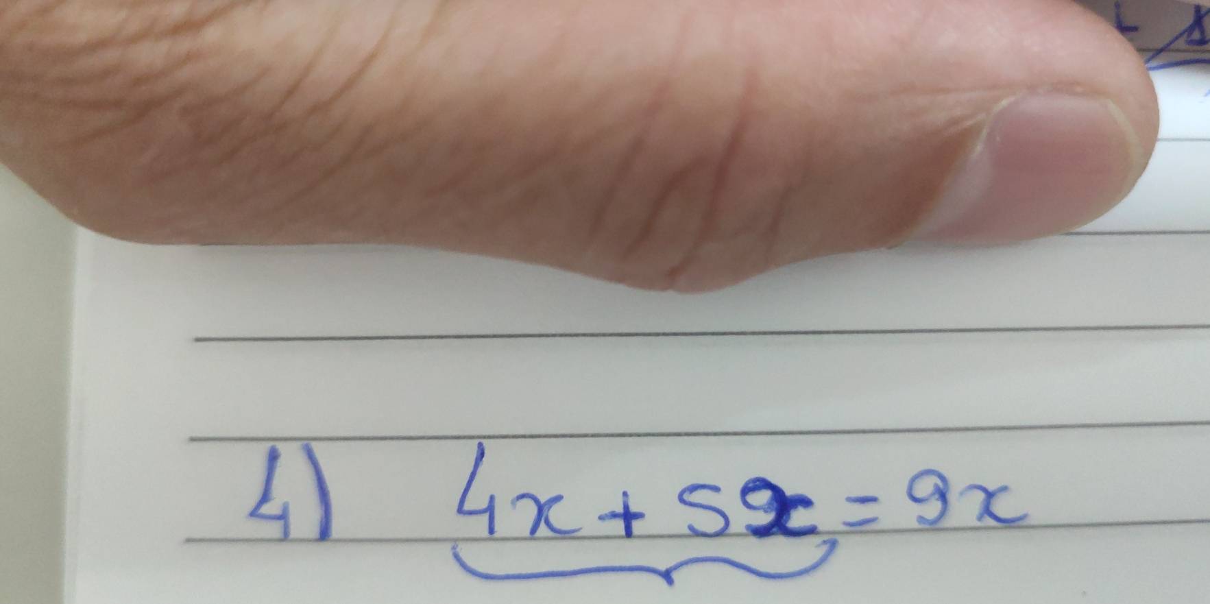 A)
4x+5x=9x