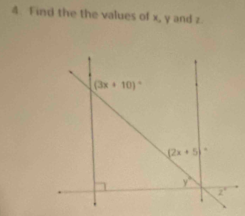 Find the the values of x, y and z.