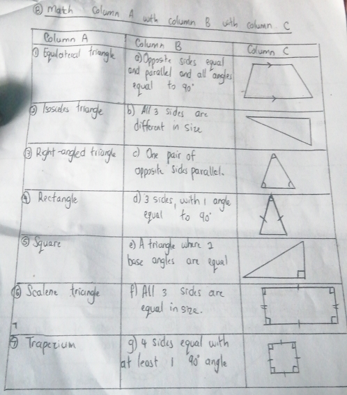 ⑤ math column A with colu
⑥
7
③