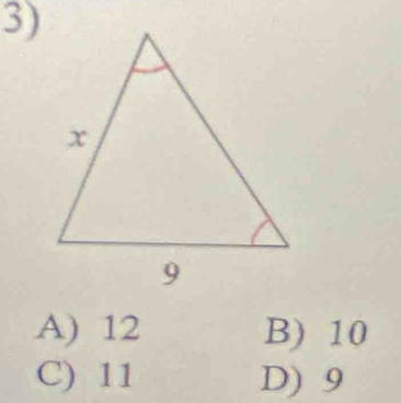 A) 12 B) 10
C) 11 D) 9