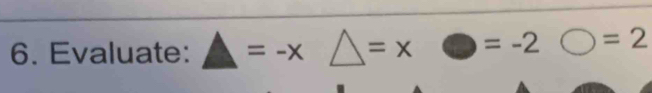 Evaluate: A =-x△ =x□ =-2 bigcirc =2