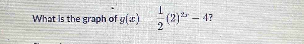 What is the graph of g(x)= 1/2 (2)^2x-4