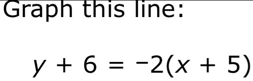 Graph this line:
y+6=-2(x+5)