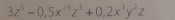 3z^5-0, 5x^(-1)z^3+0, 2x^3y^2z