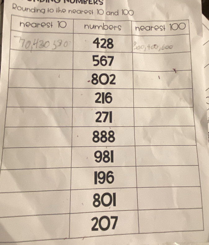 OMBERS 
Rounding to the nearest 10 an