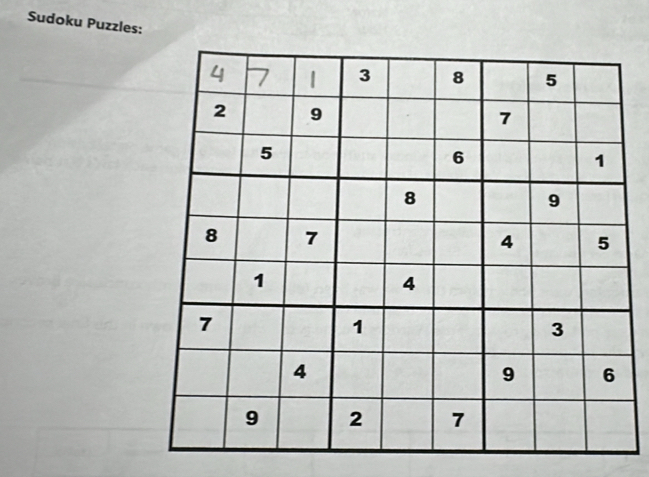 Sudoku Puzzles: