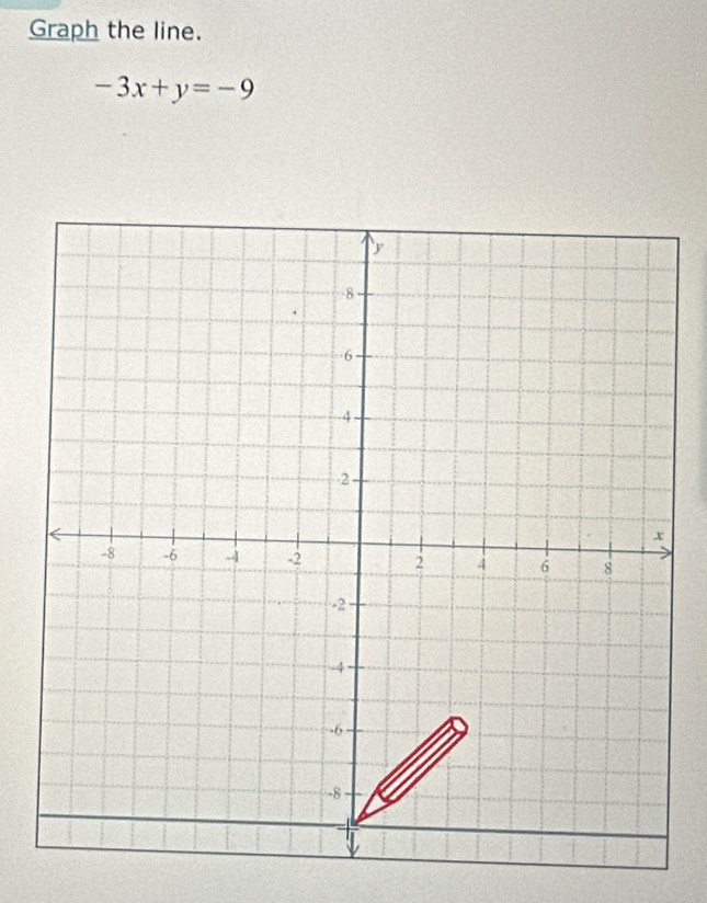 Graph the line.
-3x+y=-9