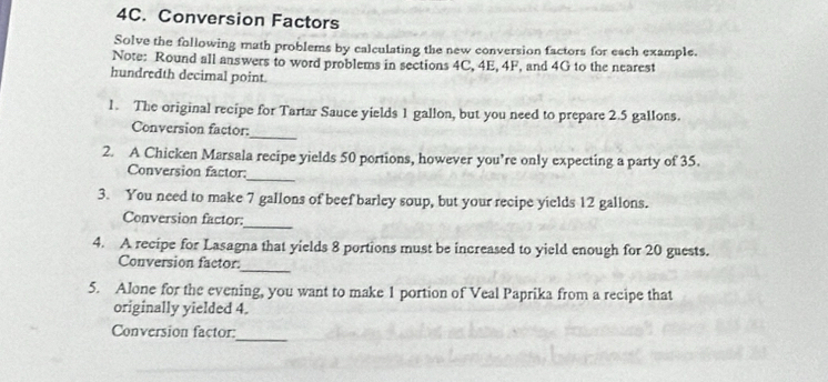 Solved: Conversion Factors Solve the following math problems by ...