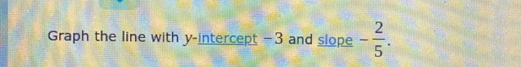 Graph the line with y-intercept -3 and slope - 2/5 .