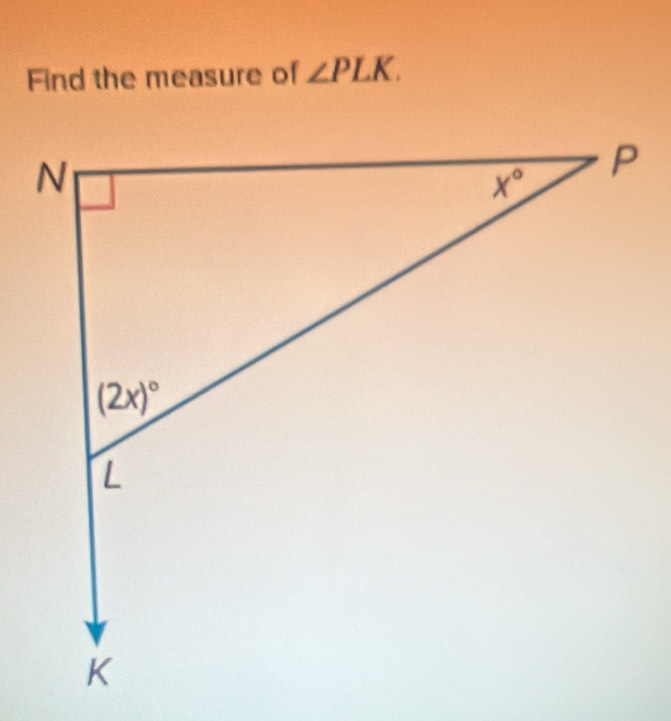 Find the measure of ∠ PLK.