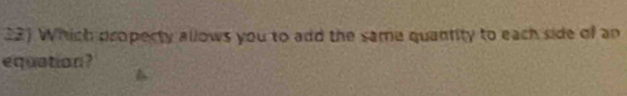 Which dropecty allows you to add the same quantity to each side of an 
equation?