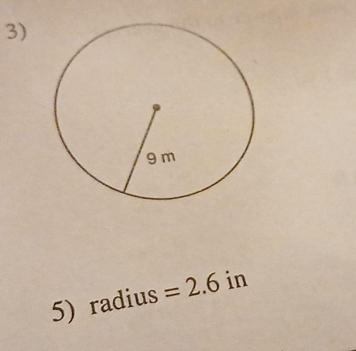 radius =2.6 in